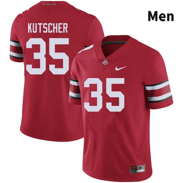 Men's Ohio State Buckeyes #35 Austin Kutscher Red Authentic College Stitched Football Jersey 23LT047JK